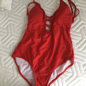 Red swimsuit